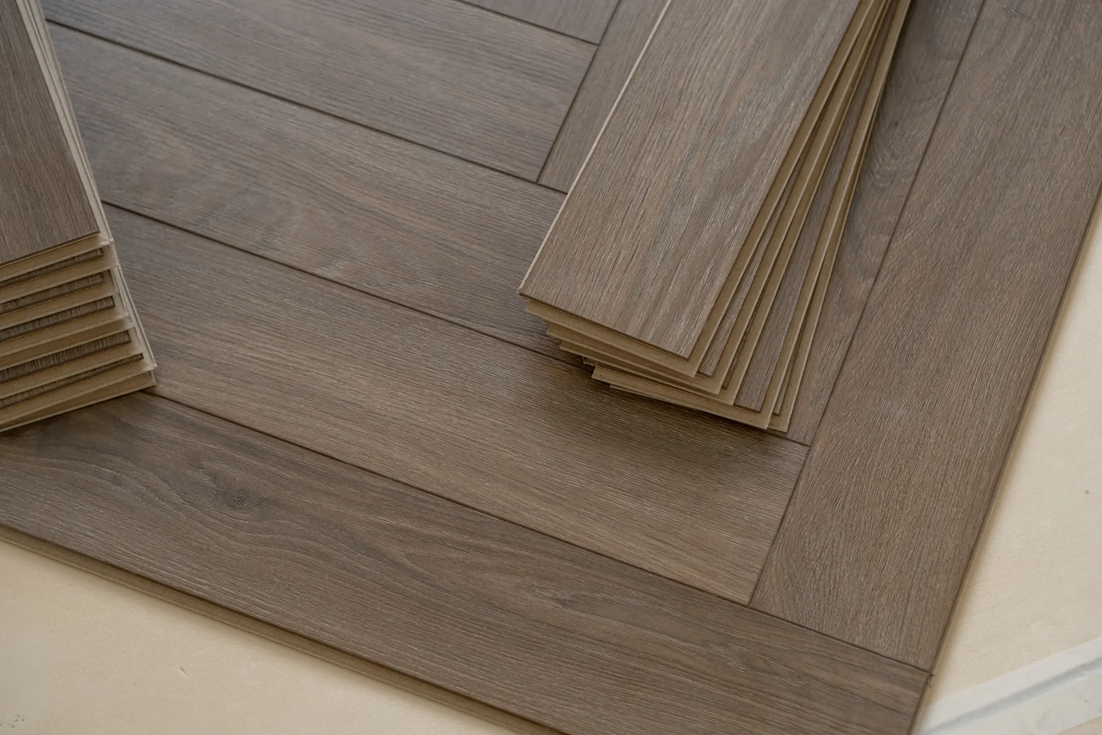 New luxury vinyl planks being installed